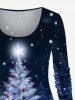 Plus Size Christmas Tree Rabbit Snowflake Star Glitter 3D Print T-shirt -  