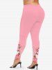 Plus Size Christmas Snowman Snowflake Holy Fruit Sparkling Sequin Glitter 3D Print Leggings -  