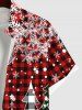Chemise à Carreaux Etoile Flocon de Neige et Sapin de Noël Imprimés Grande Taille avec Poche pour Homme - Rouge S