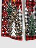 Chemise à Carreaux Etoile Flocon de Neige et Sapin de Noël Imprimés Grande Taille avec Poche pour Homme - Rouge S