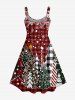 Robe Débardeur à Carreaux Etoile Flocon de Neige et Sapin de Noël de Grande Taille - Rouge 2X