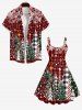 Robe Débardeur à Carreaux Etoile Flocon de Neige et Sapin de Noël de Grande Taille - Rouge 2X