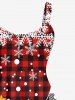 Robe Débardeur à Carreaux Etoile Flocon de Neige et Sapin de Noël de Grande Taille - Rouge 5X