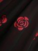 Plus Size Rose Flower Embroidery Mesh Grommets Lace Up Asymmetrical 2 In 1 Top -  