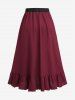 Plus Size Ruffles Grommets Buckle Steampunk Plisse Skirt -  