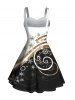 Mini Robe Ligne A Flocon de Neige Imprimée Panneau en Fausse Fourrure à Paillettes - Noir XL | États-Unis 16