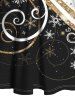 Mini Robe Ligne A Flocon de Neige Imprimée Panneau en Fausse Fourrure à Paillettes - Noir XL | États-Unis 16