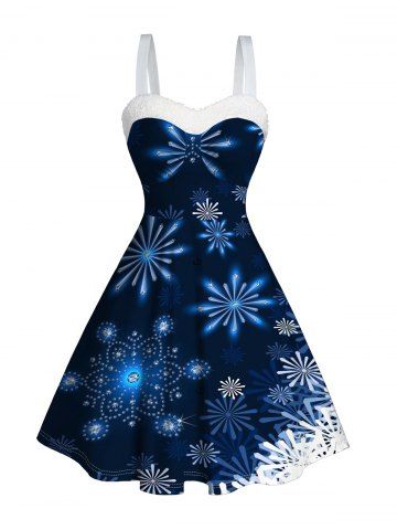 Robe Débardeur Imprimé Galaxie et Flocon de Neige Noël - DEEP BLUE - XXXXXL | US 20