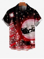 Chemise Boutonnée Imprimé Élément de Noël avec Poche Grande Taille - Rouge XL