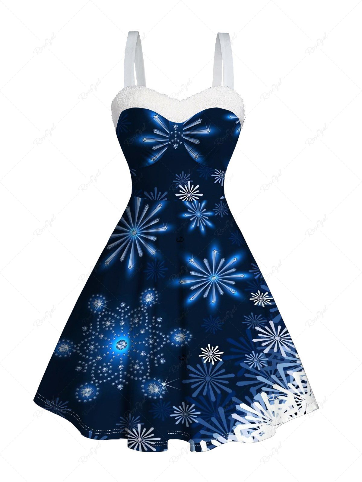 Robe Débardeur Imprimé Galaxie et Flocon de Neige Noël Bleu profond 