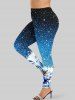 Christmas Tree Hat Snowflake Ball Holly Glitter Sparkling Galaxy Elf Print T-shirt and Leggings Plus Size Matching Set -  