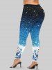 Christmas Tree Hat Snowflake Ball Holly Glitter Sparkling Galaxy Elf Print T-shirt and Leggings Plus Size Matching Set -  