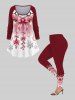 Plus Size Christmas Snowflake Light Bowknot Print Ombre Long Sleeves T-shirt -  