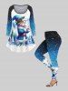 Plus Size Christmas Tree Hat Snowflake Ball Holly Glitter Sparkling Galaxy Elf Print Long Sleeves T-shirt -  