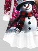 Plus Size Christmas Snowflake Snowman Glitter Sparkling Sequins Print Long Sleeves T-shirt -  