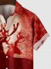 Plus Size Christmas Elk Snowflake Tie Dye Ombre Print Button Pocket Shirt For Men -  