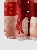 Plus Size Christmas Elk Snowflake Tie Dye Ombre Print Button Pocket Shirt For Men -  