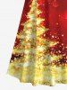 Maxi Robe Etoile Brillante 3D Sapin de Noël Imprimé à Epaule Dénudée de Grande Taille à Paillettes - Rouge M
