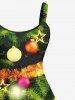 Plus Size Christmas Tree Ball Star Snowflake Print Tank Dress -  