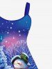 Plus Size Christmas Tree Snowman Snowflake Bird Rabbit Print Tank Dress -  