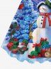 Plus Size Christmas Tree Snowman Snowflake Bird Rabbit Print Tank Dress -  