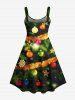 Plus Size Christmas Tree Ball Star Snowflake Print Tank Dress -  