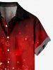 Chemise Manches Longues avec Boutons et Brillant en Dégradé de Couleurs Imprimé Sapin de Noël 3D Grande Taille pour Hommes - Rouge 4XL
