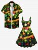 Plus Size Christmas Tree Ball Star Snowflake Print Tank Dress -  