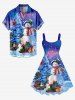 Robe Débardeur Imprimé Lapin et Sapin de Noël Grande Taille - Bleu 6X