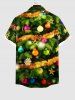 Plus Size Christmas Tree Ball Star Snowflake Print Buttons Pocket Shirt For Men -  
