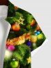 Plus Size Christmas Tree Ball Star Snowflake Print Buttons Pocket Shirt For Men -  