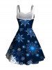 Robe Débardeur Imprimé Galaxie et Flocon de Neige Noël - Bleu profond 