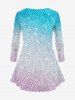 Plus Size Christmas Ball Snowman Snowflake Sparkling Sequin 3D Print T-shirt -  