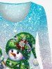 Plus Size Christmas Ball Snowman Snowflake Sparkling Sequin 3D Print T-shirt -  
