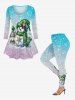 Plus Size Christmas Ball Snowman Snowflake Sparkling Sequin 3D Print T-shirt -  