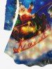 Plus Size Christmas Santa Claus Sled Elk Galaxy Glitter Print T-shirt -  
