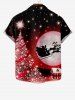 Chemise Boutonnée Imprimé Élément de Noël avec Poche Grande Taille - Rouge XL