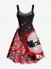 Robe Ligne A Etoile Lune Sapin de Noël et Galaxie Imprimés de Grande Taille à Paillettes - Rouge M