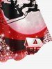 Robe Ligne A Etoile Lune Sapin de Noël et Galaxie Imprimés de Grande Taille à Paillettes - Rouge M
