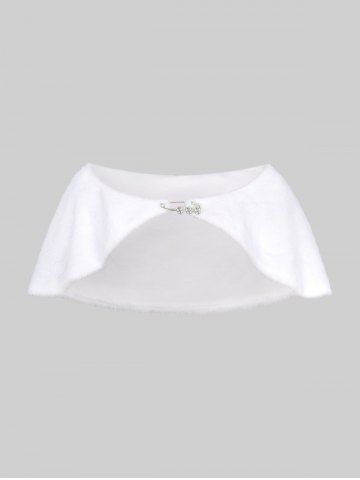 Valentine's Day Plus Size Fireworks Printed Twist Ruched Velvet A Line Party Dress and Fur Panel Cape Set