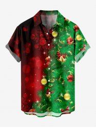 Chemisier avec Boutons à Imprimé Sapin Etoiles Boules et Flocons de Neige de Noël Grande-Taille pour Hommes - Multi-A S