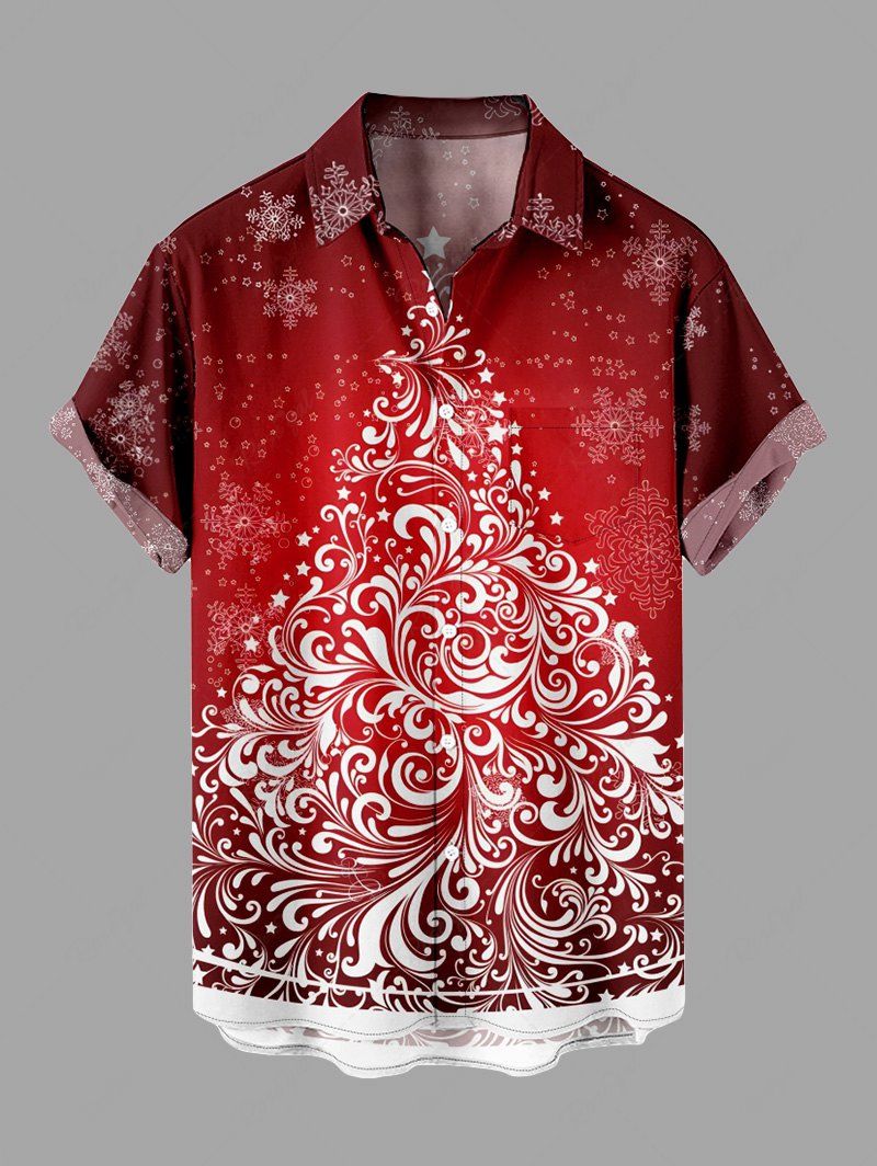 Chemise Grande Taille Imprimé Élément de Noël Rouge S