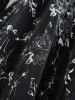 Rose Flower Printed Layered Asymmetric Hooded Top and Lace-up Split Pocket Flare Pants Plus Size Outfit -  