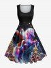 Christmas Tree Santa Claus Unicorn Glitter Star Galaxy Print Plus Size Matching Set For Couples -  