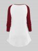 Christmas Snowflake Light Bowknot Print Ombre Long Sleeves T-shirt and Leggings Plus Size Matching Set -  