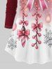Christmas Snowflake Light Bowknot Print Ombre Long Sleeves T-shirt and Leggings Plus Size Matching Set -  