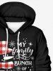 Plus Size Christmas Snowflake Snowman Letters Plaid Hat Scarf Print Pullover Long Sleeves Hoodie For Men -  