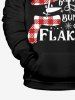 Plus Size Christmas Snowflake Snowman Letters Plaid Hat Scarf Print Pullover Long Sleeves Hoodie For Men -  