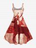 Robe Ligne A Ombrée Teinté Cerf de Noël de Grande Taille - Rouge L