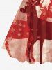 Robe Ligne A Ombrée Teinté Cerf de Noël de Grande Taille - Rouge L